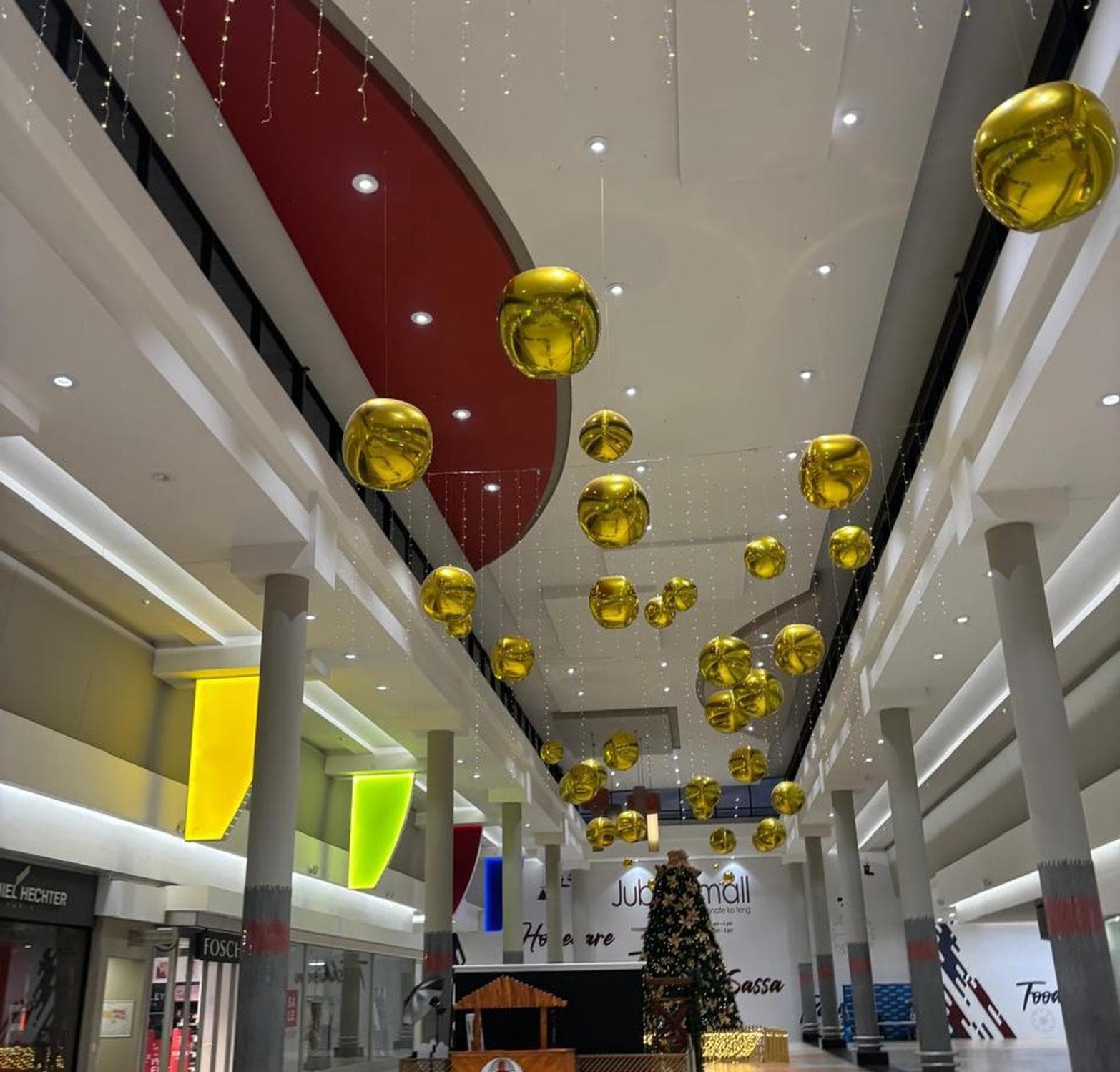 Jubilee Mall Festive Ceiling & Gold Spheres